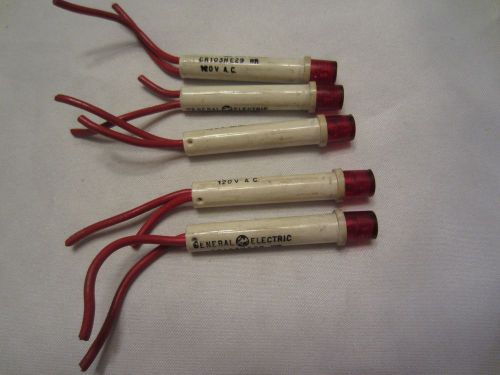 Lot of 5 GE General Electric Red Indicator Panel Lights Lamps CR103HE29 WR 120V