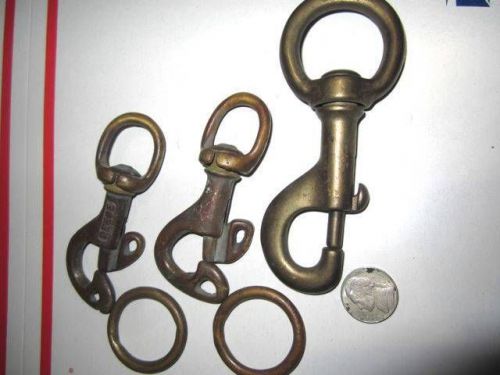 LOT OF HIGH QUALITY BRASS LARGE BOLT SNAP HOOKS MARKED REESE. ITALY &amp; ?