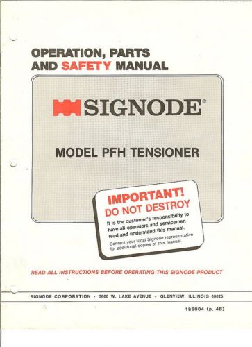 Signode pnrj-114   operations and parts manual for sale
