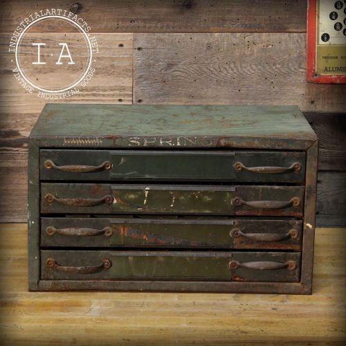 Vintage industrial spring cabinet jewelry box four drawer organizer parts chest for sale