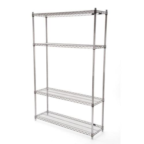 Gray Powder Coated Wire Shelving  Unit 4 Shelves/4Post 14x48x74