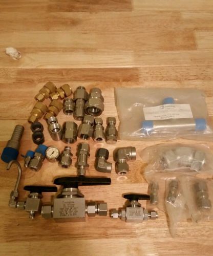Lot of Swagelock stainless steel fittings and valves most brand new