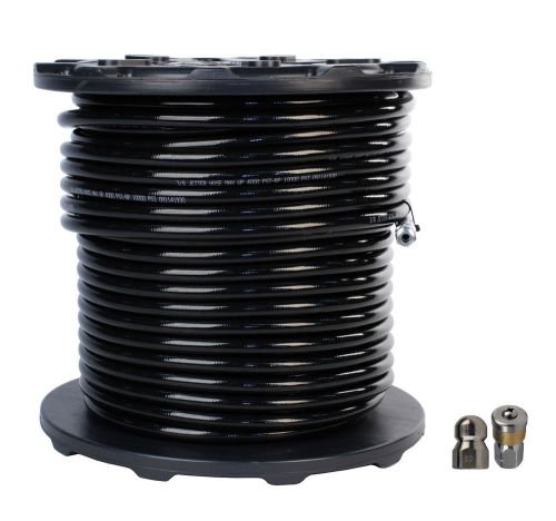 3/8&#034; x 300&#039; sewer jetter hose &amp; 8.0 orifice button nose 8.5 rotating nozzles for sale
