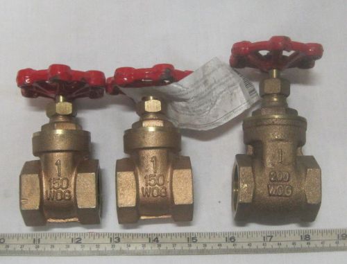 Lot of 3 new b &amp; k 1&#034; npt brass gate valve&#039;s 150 &amp; 200 wog for sale