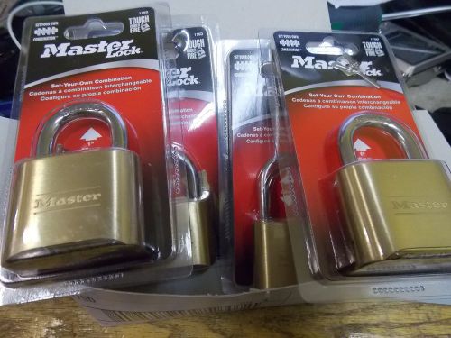 Master lock 175d resettable brass combination padlock lot of 4 new for sale