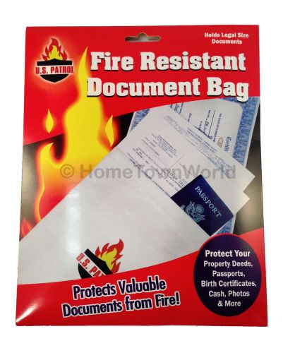 Fire Resistant Safe Document Protection Bag 1000 degree Legal Size 10&#034; x 15&#034;