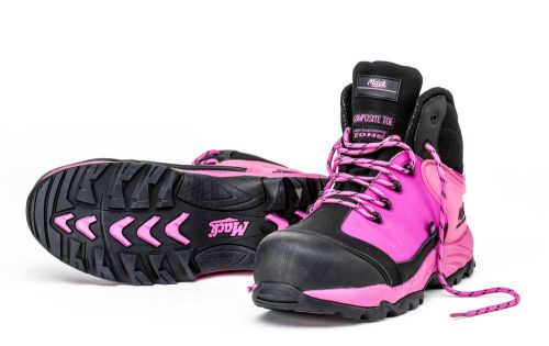 Mack boots mcgrath glow in the dark hi-viz pink safety boots with composite toe for sale