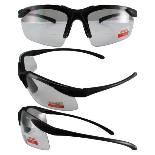Apex Bifocal Safety Glasses with 1.5x Magnifying Clear Lenses &amp; Black Frame New