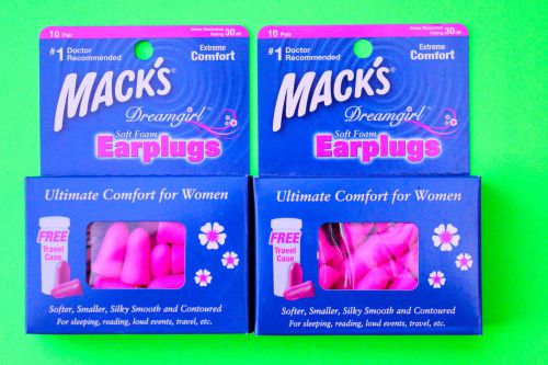 Lot of 2 macks dreamgirl soft earplugs/snore blocker 10 pair /free case included for sale