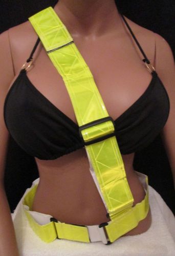 Fluorescent Safety Belt Safbelt Lime Yellow Reflective Break A Way Velcro