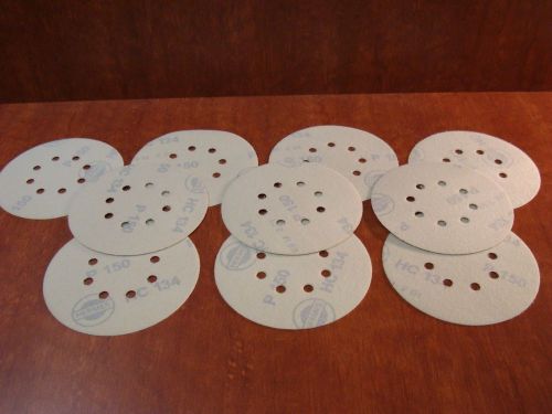 10 sanding discs HERMES 150mm P220 8 x ?65 sand papers