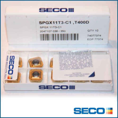 SPGX 11T3 C1 T400D SECO ** 10 INSERTS *** FACTORY PACK ***