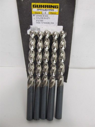 Guhring 00549, 9.5mm, hss, parabolic jobber length drill bits - 5 each for sale