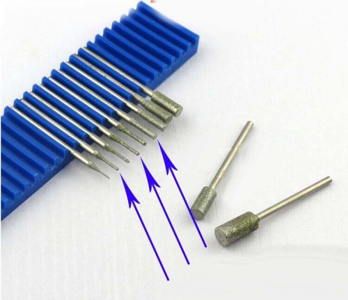 30 diamond coated rotary drills burr 1mm to 3mm cylinder cylindrical drill bit for sale