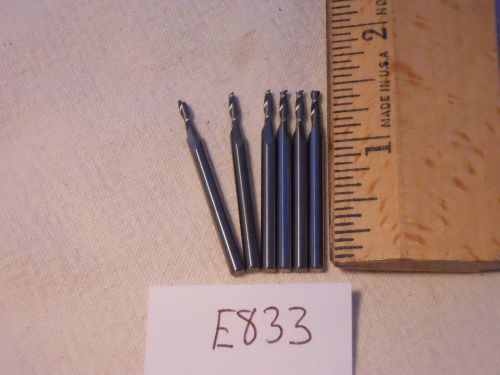 6 NEW 3 MM SHANK CARBIDE END MILLS. 2 FLUTE. USA MADE {E833}