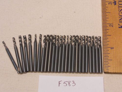 24 NEW 1/8&#034; SHANK CARBIDE END MILLS. 3 FLUTE.   USA MADE {F583}