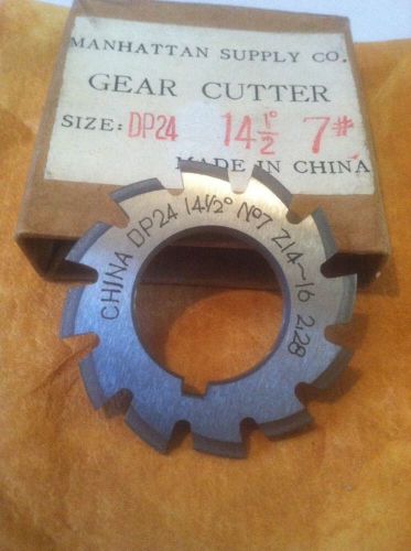 NEW INVOLUTE GEAR CUTTER #7 24DP 14.5PA 7/8&#034;bore CHINA UNUSED OLD STOCK