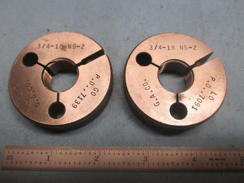 3/4 18 NS 2 THREAD RING GAGE GO NO GO .750 P.D.&#039;S = .7139 &amp; .7091 TOOLING SHOP