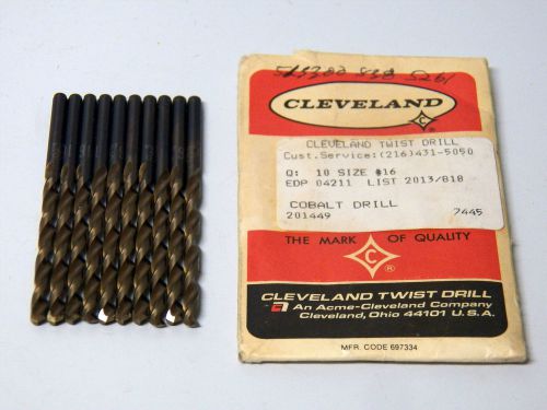 10 piece cleveland twist drill cobalt #16 (.1770&#034;) drill bits - usa made (5-2-1) for sale