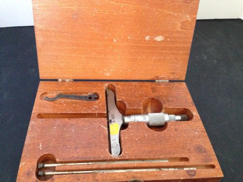 L.s. starrett co. no. 449 blade depth micrometer set with wood case for sale