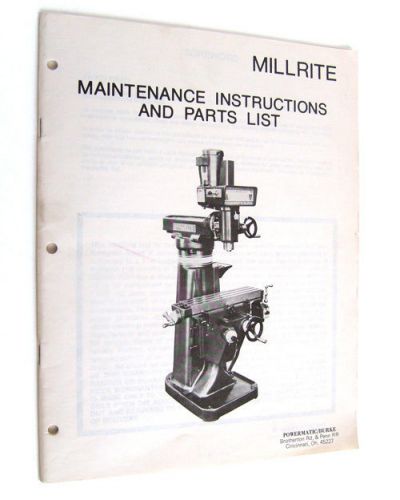 MILLRITE MILLING MACHINE POWERMATIC - SERVICE MANUAL PDF
