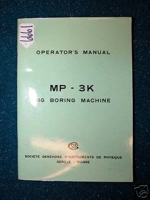 SIP Operators Manual for MP-3K Jig Boring Machine (17973)