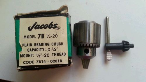 Jacobs plain Bearing Chuck 7B-1/2-20: Capacity: 0-1/4&#034; with Key; 7824-02018 NIB