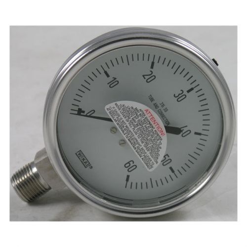 Wika t232.54 pressure gauge, 0-60 psi, 4&#034; dial w/ 1/2&#034; npt bottom mount, dry for sale