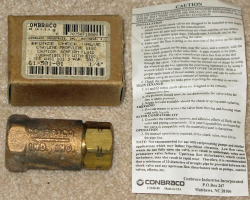 Ball cone check valve conbraco 1/4 inch  # 61-501-01 new  bronze for sale