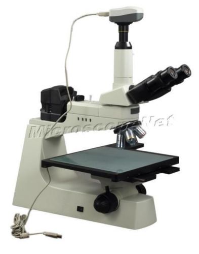 Large stage industrial compound microscope w plan infinity objectives+5mp camera for sale