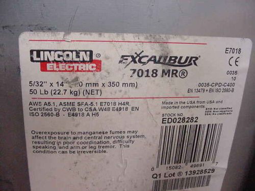 Lincoln excaubur 7018 -mr 5/32&#034; welding rods 50 lb aws e7018 for sale