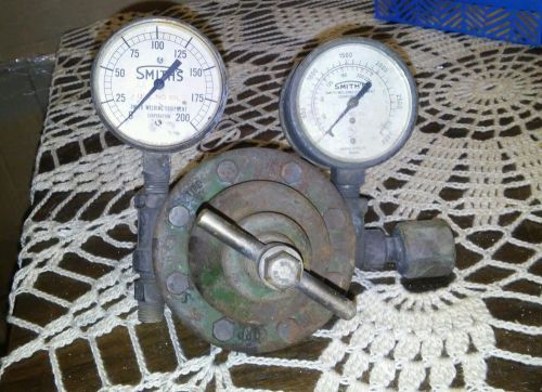 Vintage smith welding regulator acetylene-oxygen gauges,welding tool green bb for sale