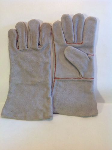 PAIR OF ALL REAL SUEDE LEATHER WELDER&#039;S LONG WORK WORKGLOVES GLOVES FOR WELDING