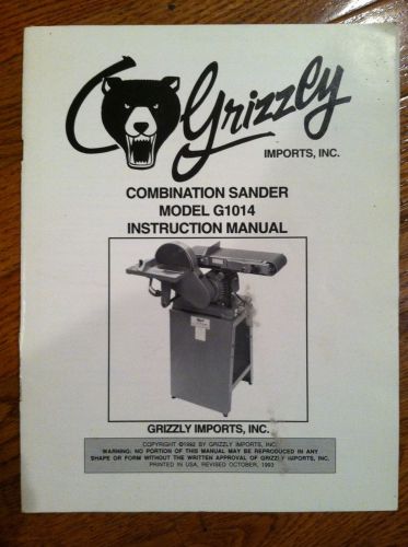 Grizzly combination sander instruction manual model g1014 for sale