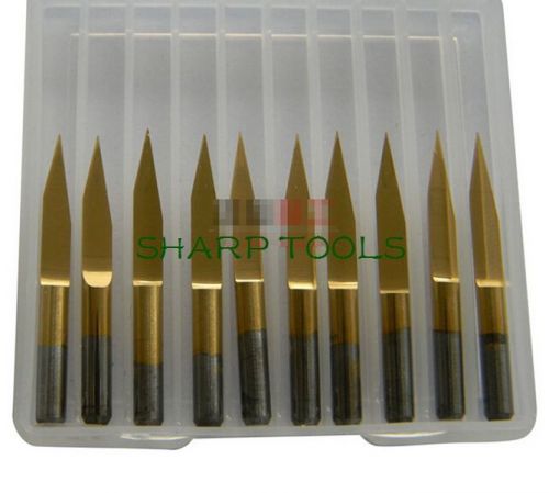 10pcs tianiom coated carbide pcb engraving cnc router bits 90degree 0.1mm for sale