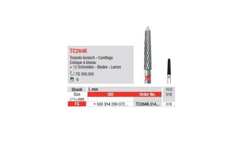 EDENTA TC burs-  Curettage CONE carbide finishing burs TC284K.314.018/ 5-pack