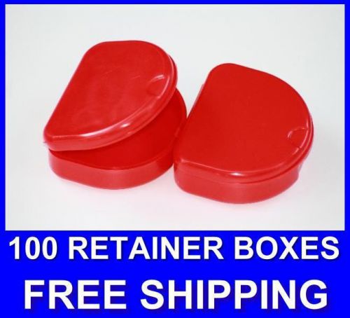 100 Red Denture Retainer Box Orthodontic Dental Case Mouth Tray Brace Whitening