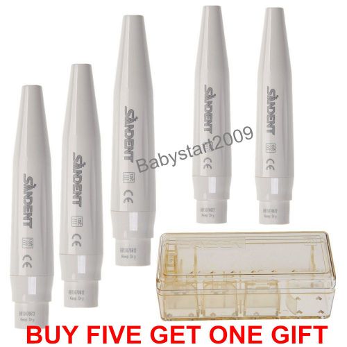 5xDental Ultrasonic Scaler Handpiece Fit EMS Woodpecker Tips+ 1xDisinfection Box