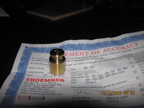 50g troemner brass scale balance calibration weight, new! w/cert for sale