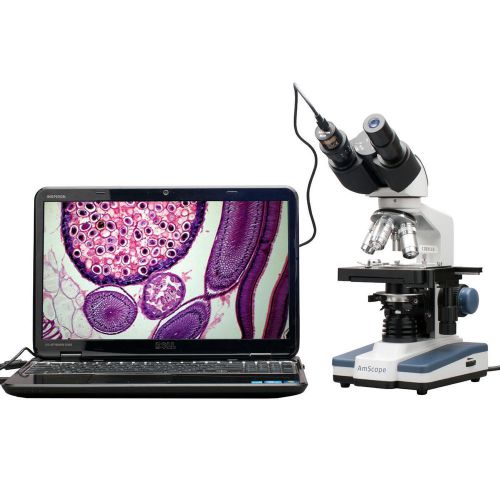 40X-2500X LED Digital Binocular Compound Microscope with 3D Stage + USB Camera