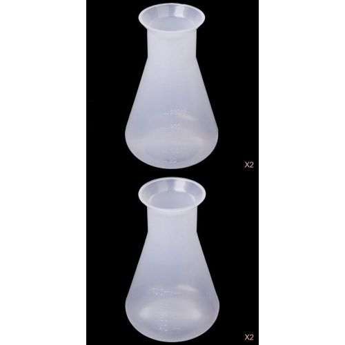 4x Plastic Chemical Conical Flask Container Bottle for Laboratory Test-100&amp;250ml