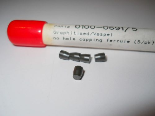 (5) hewlett packard blank no hole vespel graphite capping ferrules, 0100-0691 for sale