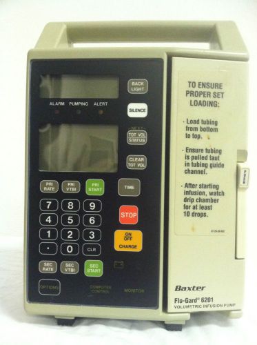 Baxter flo-gard 6201 infusion pump - 90 day repair warranty - new battery for sale