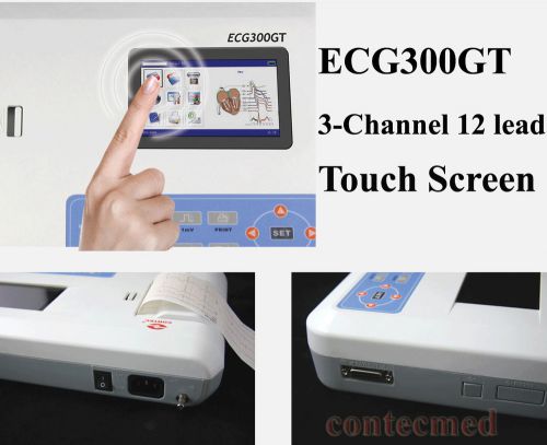 CONTEC Touch Screen 3 Channel 12 leads ECG MACHINE Electrocardiograph ECG300GT