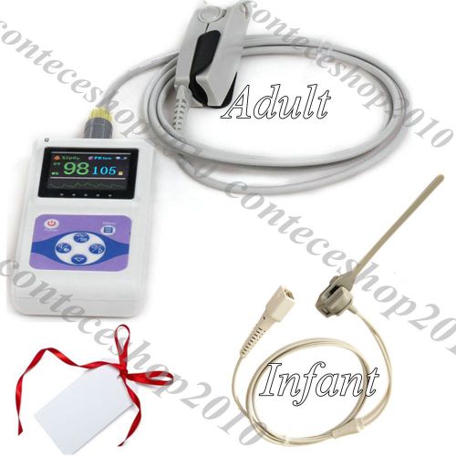 CE OLED Handheld fingertip pulse oximeter CMS60D+ 2 probes(adult&amp;Infant)free SW