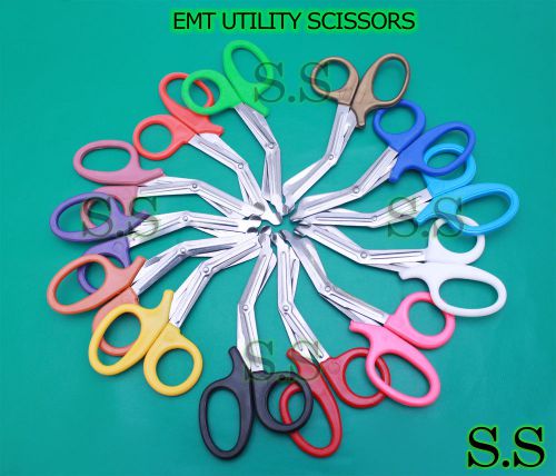 3 pcs ( red &amp; teal &amp; blue) utility bandage trauma emt shears scissors 7.25” for sale