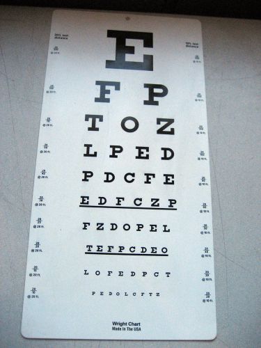 Slightly used pediatric wright vision chart, 2-sided 12 x 24 heavy stiff plastic for sale