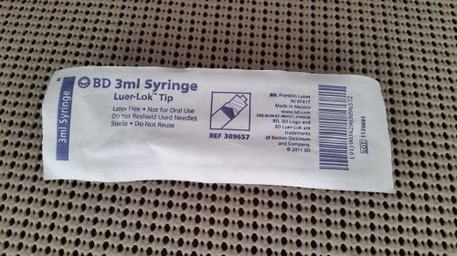 25 BD Luer-Lok Tip 3ml Syringe With Out Needle Ref 309657 Latex Free
