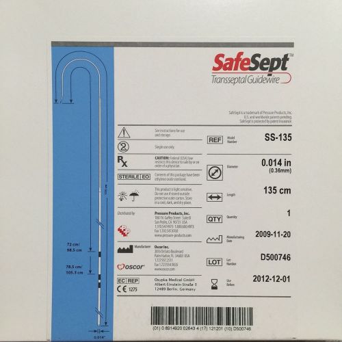 SafeSept Transseptal Guidewire, 0.014&#034; x 135cm, REF: SS-135