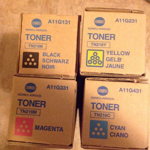 Set of 4 Genuine Konica Minolta Toners TN216C TN216M TN216Y TN216K NIB